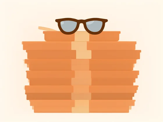 Illustration: ein Stapel flacher Pappschachteln, mit Papierband verschnürt, obenauf eine Brille